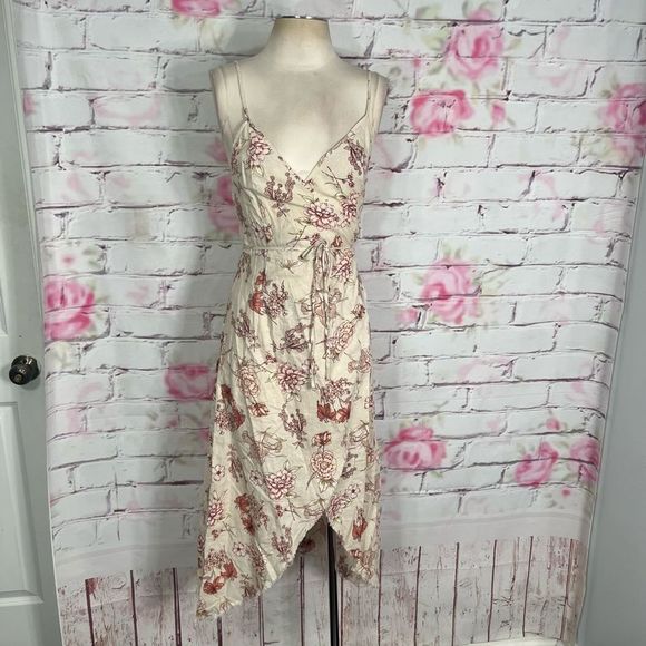 NWOT Somedays lovin linen cream floral wrap dress - Picture 4 of 11